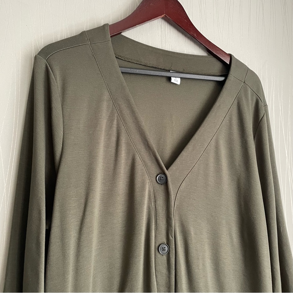 Old Navy Waist-Defined Utility Dress Women’s XL Green Midi Casual Plus Size - Picture 5 of 12
